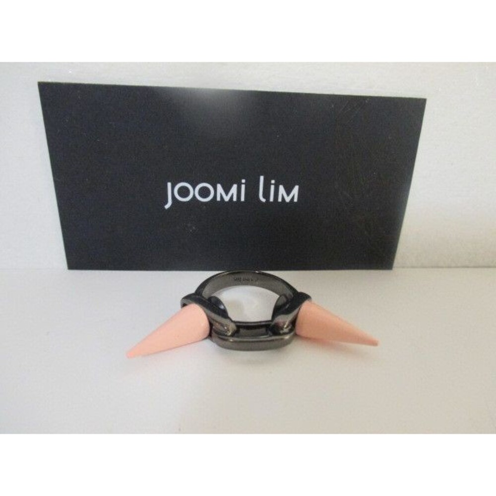 JOOMI LIM gunmetal Double Spike Link Ring Size 6 NWOT $181 peach